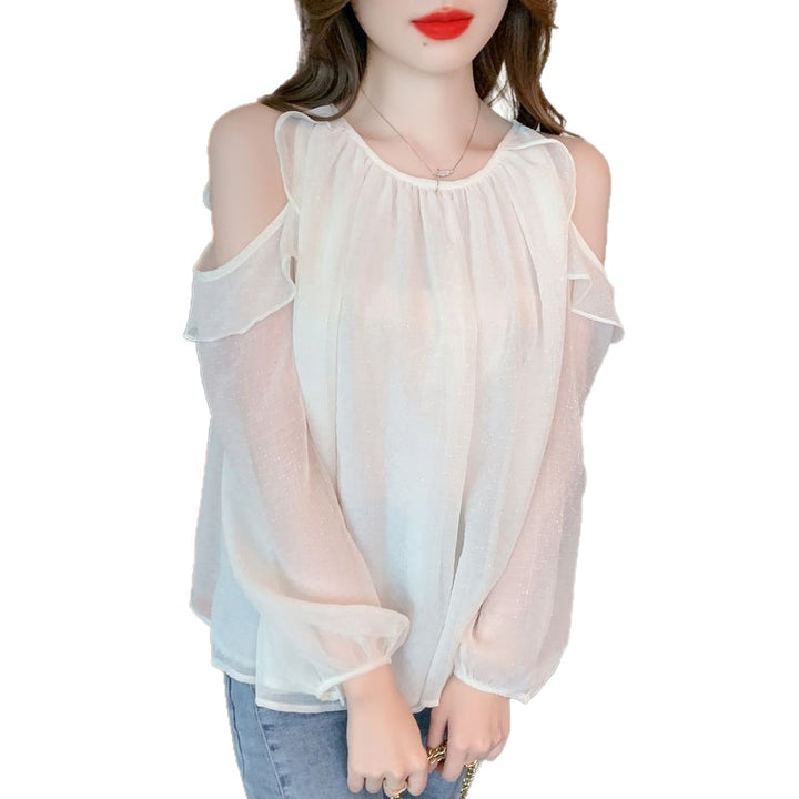 Kvinders bluse med off-shoulder design og flæse detaljer Stilla