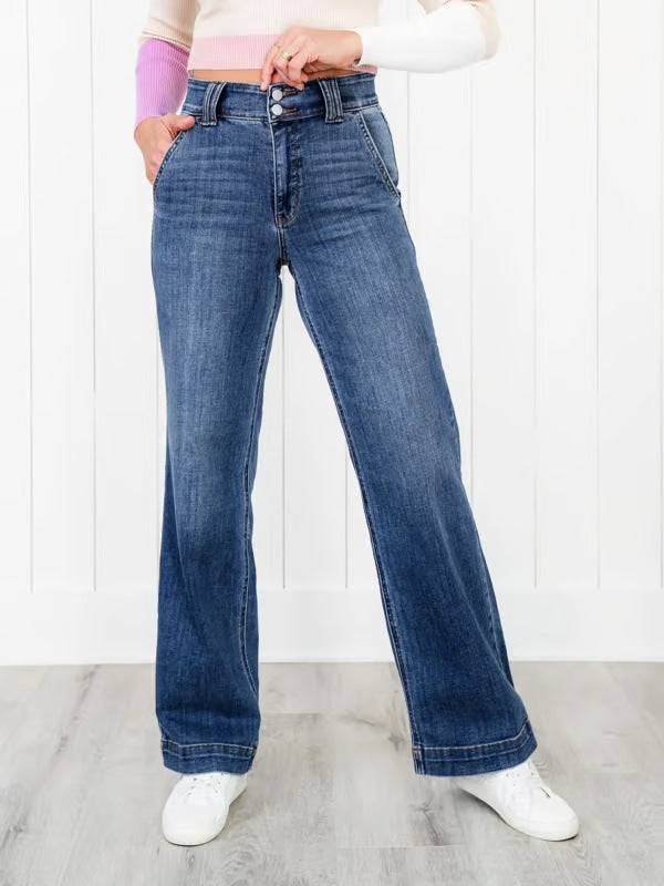 Kvindernes brede højtaljede jeans med komfortabel pasform Stilla