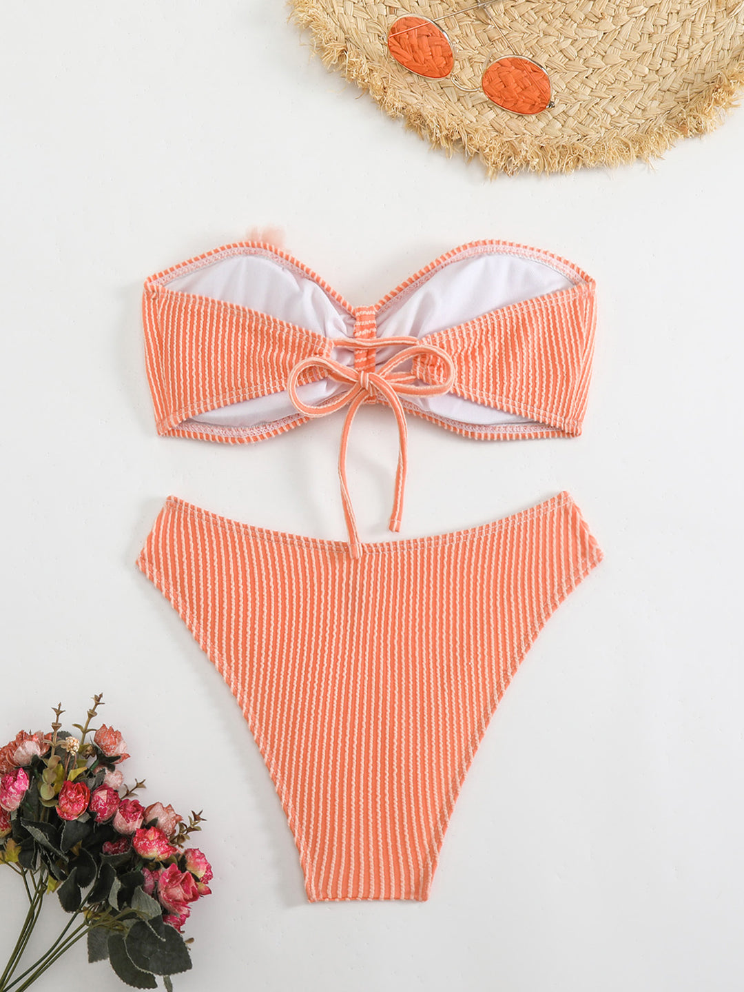 Dame stribet bandeau bikini sæt Stilla