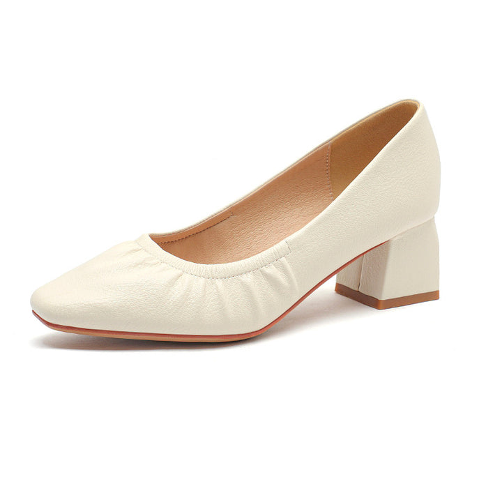 Kvinder elegante spids Chunky-hæl-pumps med rynke detaljer Stilla