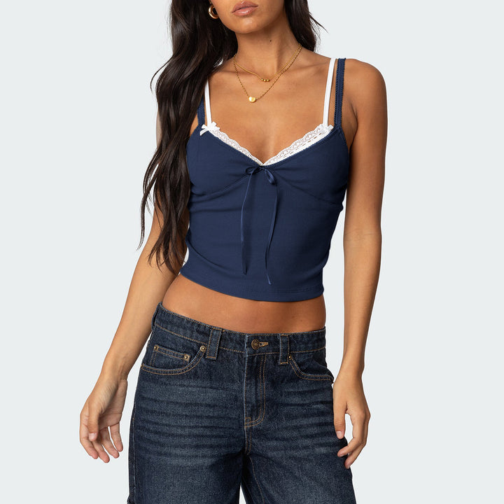 Damer Raffineret Bustier top med sart Blonder Stilla