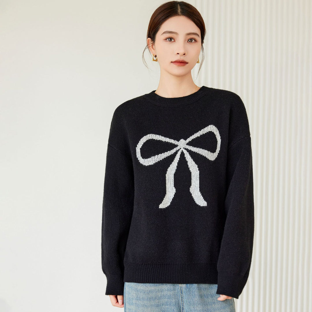 Kvindernes oversized sweater med moderne bue design Stilla