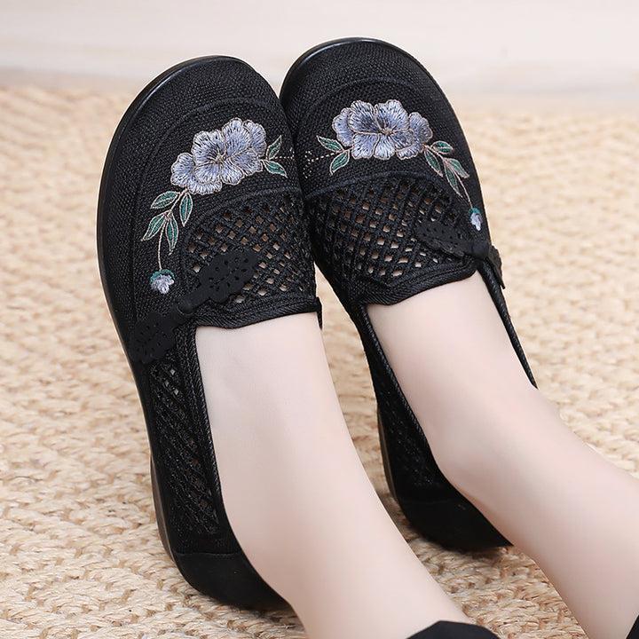 Dame Mode og åndbare Slip-On sko med blomsterbroderi Stilla