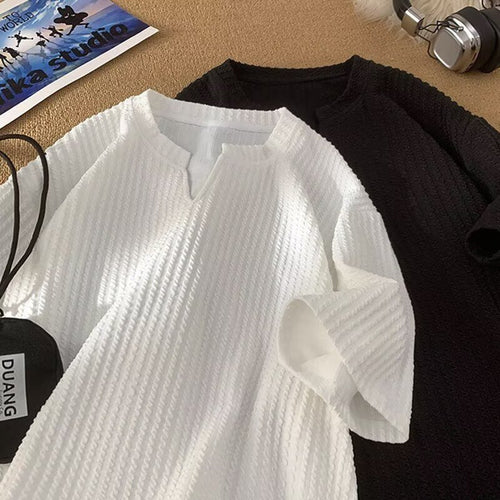 Dame casual sweatshirt med struktureret stof og V-udskæring Stilla