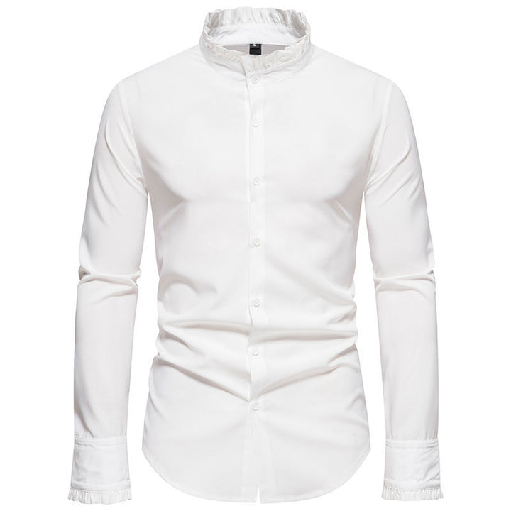 Herrer Elegant Mandarin Krave Dress Shirt Stilla