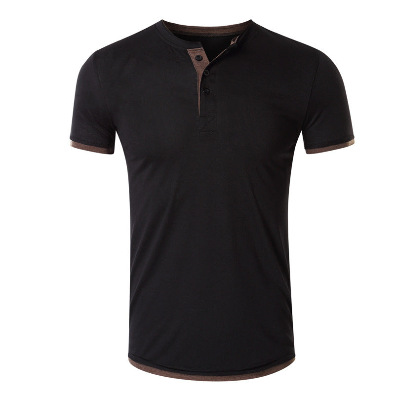 Herrer kortærmet Henley skjorte lavet af åndbart bomuldsblandingsmateriale med stilfuld krave Stilla