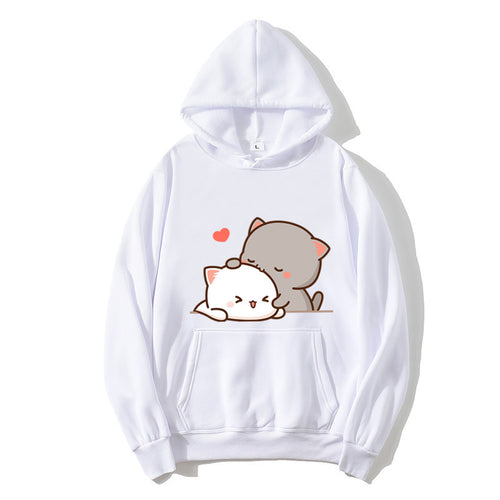 Kvinders hætte sweatshirt med sødt katte design Skovae