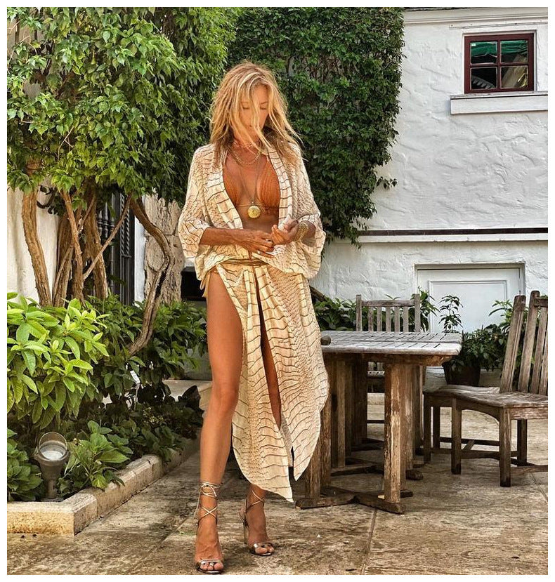 Dame Strandkimono med blomsterdesign og afslappet snit Stilla