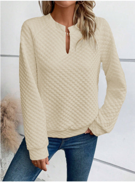 Kvinders sweatshirt med struktureret quiltet design og fashionskåret halsudskæring Stilla