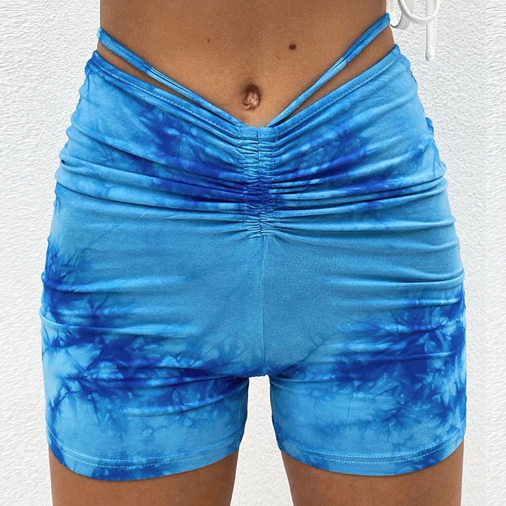 Dame Sporty shorts med side rynk og elegant bindebånd Stilla