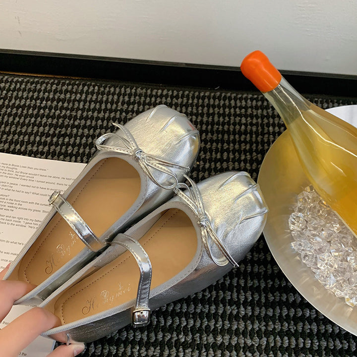 Femme Metallic Ballerinaer med Sløjfedetalje Stilla