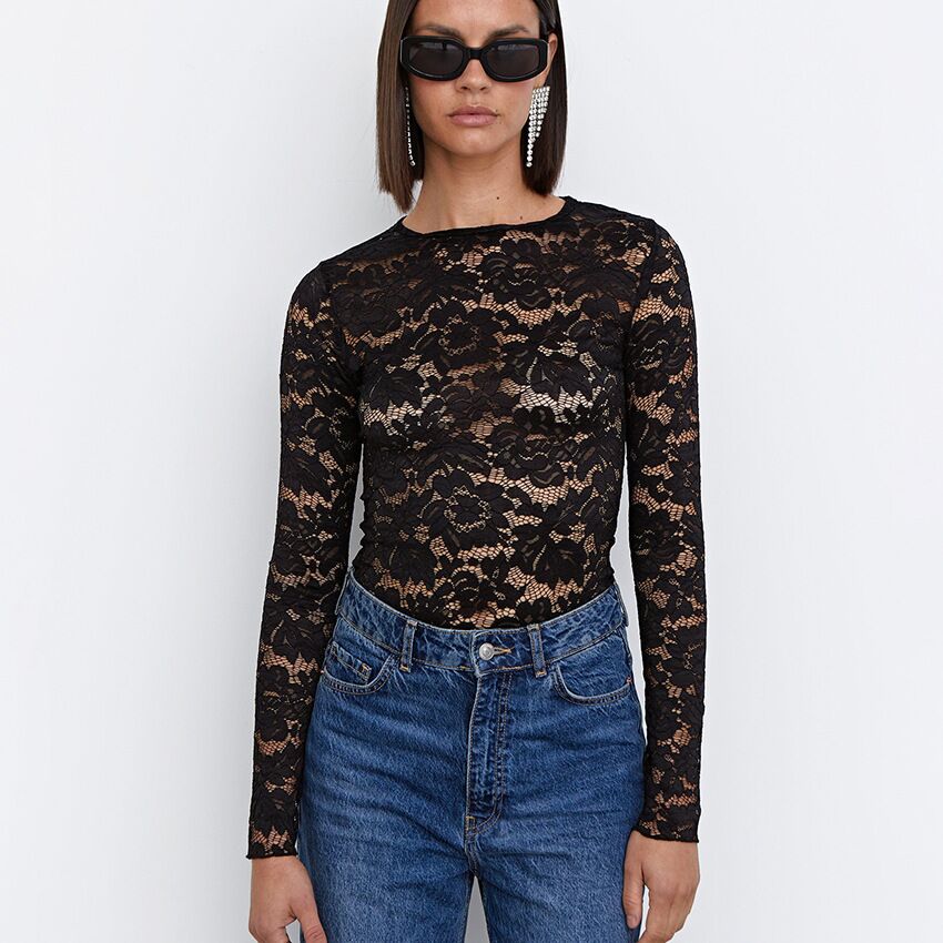 Dame Longsleeve Korset i spids med Rund halsudskæring Stilla