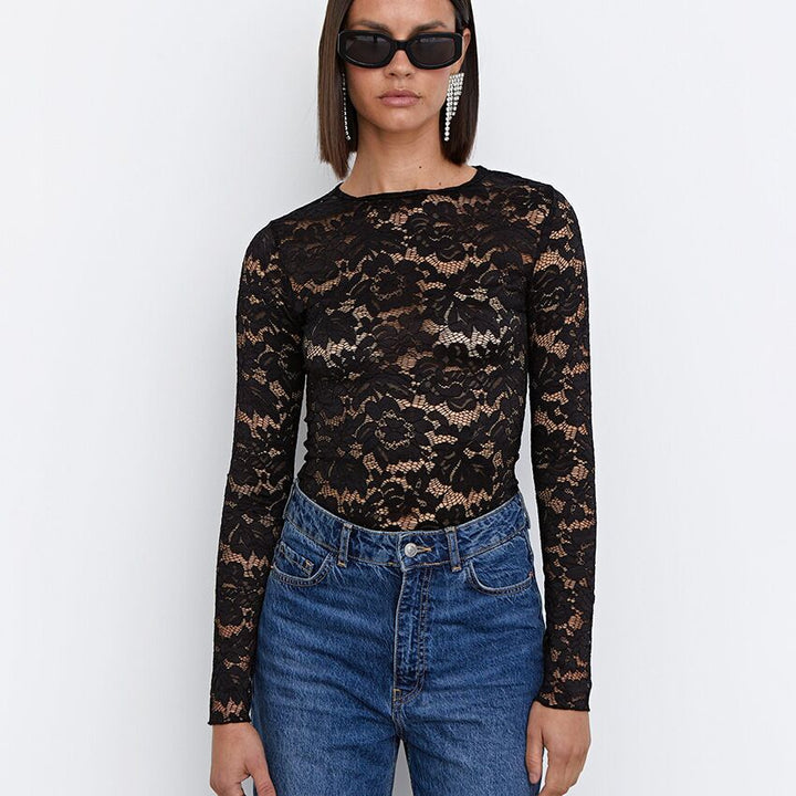 Dame Longsleeve Korset i spids med Rund halsudskæring Stilla