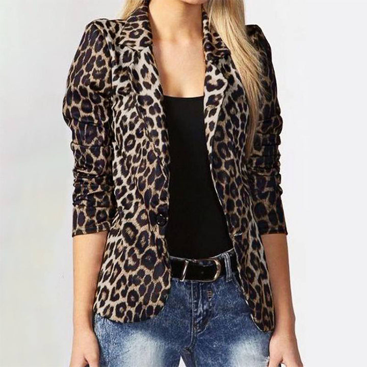 Dame Mode Blazer med Animal-Print Stilla