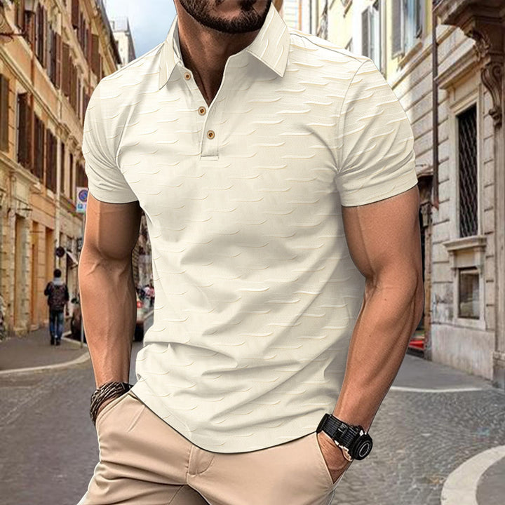 Herrer polo shirt med struktureret overflade Stilla