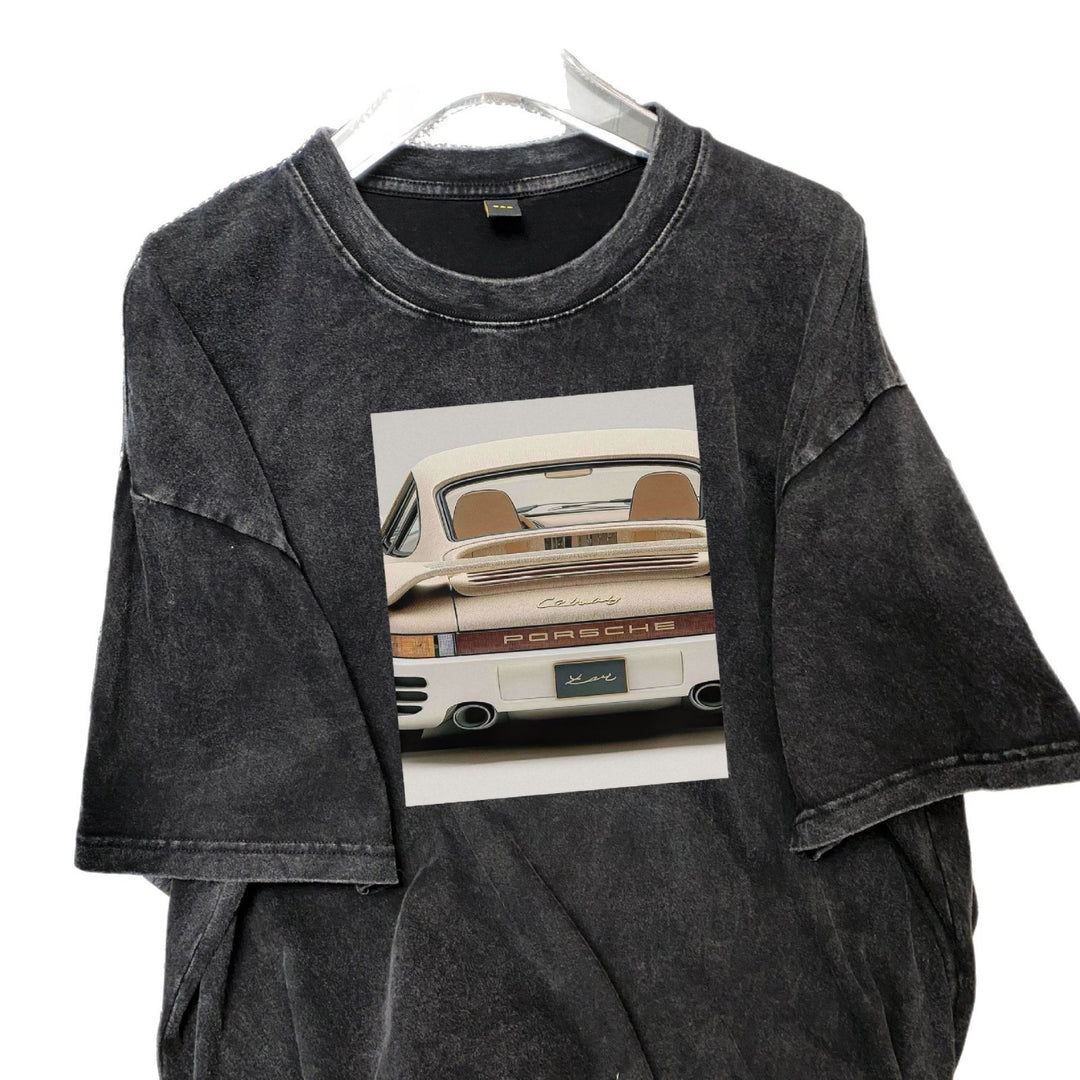 Dame T-shirt med kreativ Porsche-motiv og afslappet pasform Stilla