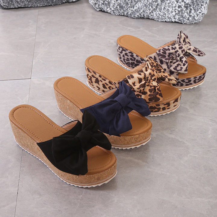 Dame Wedge-sandaler med dekorativt sløjfe-detail og kork-såler Stilla