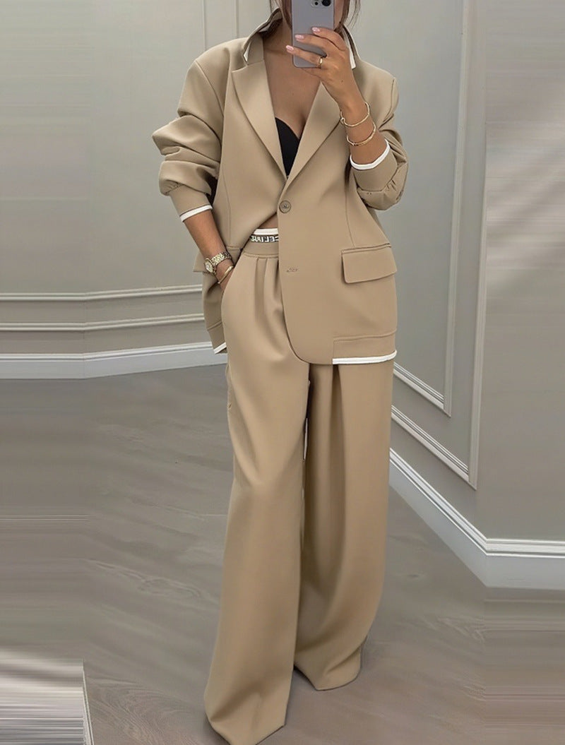 Kvinders elegante blazer og bukser sæt med bred pasform og moderne design Stilla