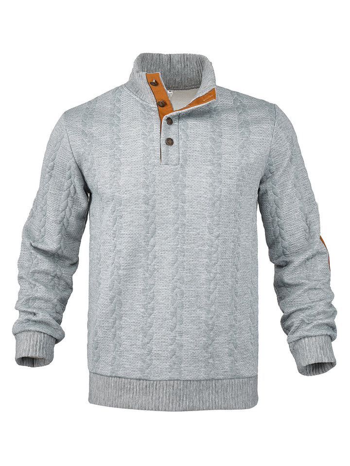 Herrer Grovstrik Pulli med højtstående krave og kontrasterende knapper Stilla
