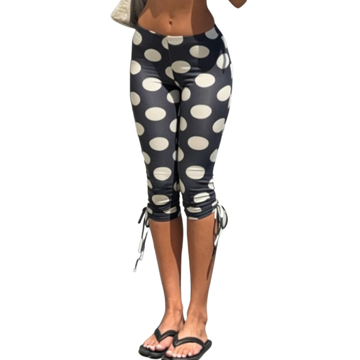 Dame leggings med grafisk prikdesign og sidelængdesnøringer Skovae