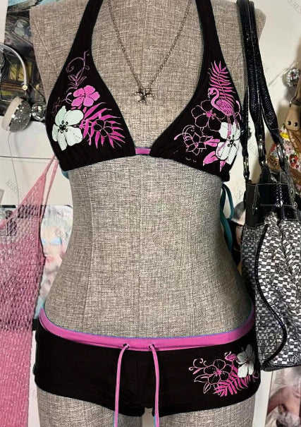 Dame-bikini-sæt med blomsterdesign og justerbare stropper Skovae
