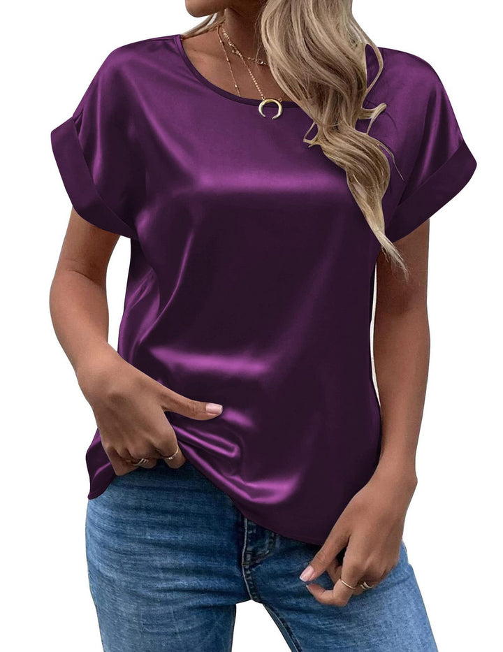 Damer elegant satinbluse med afslappet pasform Stilla