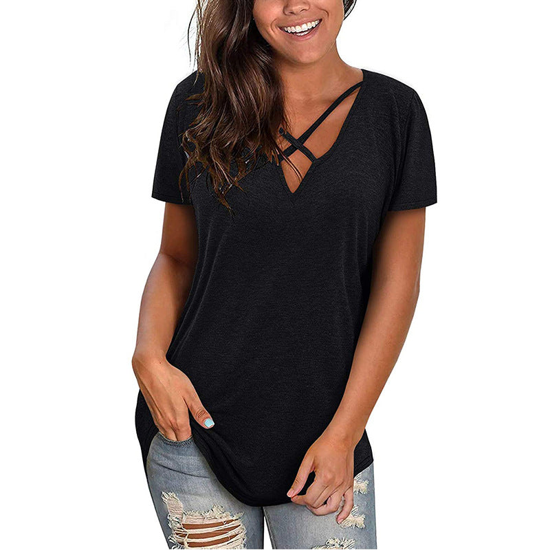 Dame Fritid Crisscross V-udskæring Top Stilla
