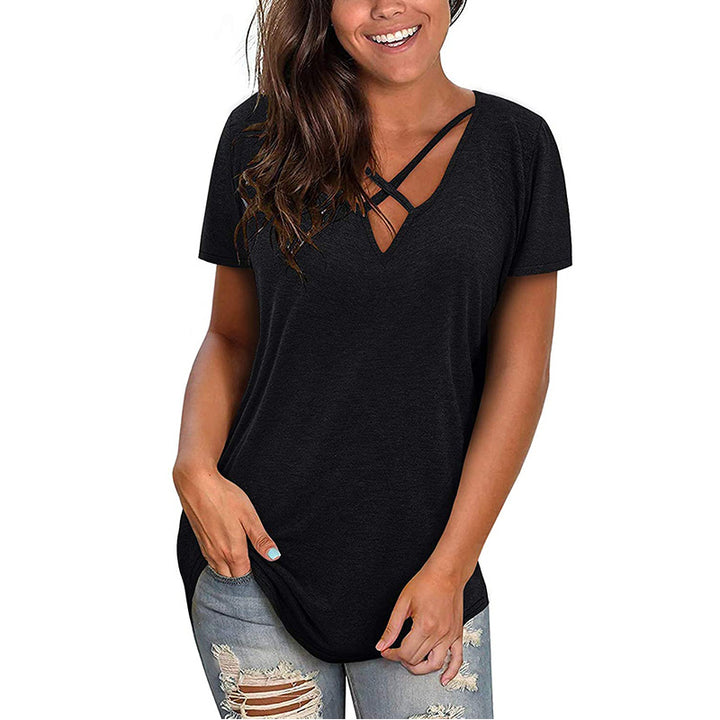 Dame Fritid Crisscross V-udskæring Top Stilla