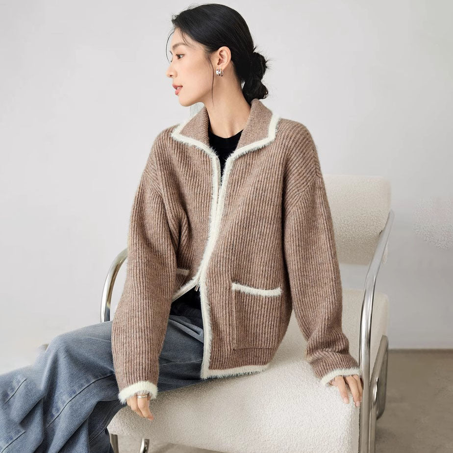 Femme Cozy Zip-Up Strikjakke Stilla