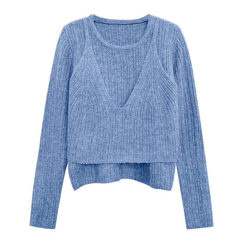Femme Tekstureret V-Udskæring Ribbet Strikpullover Stilla