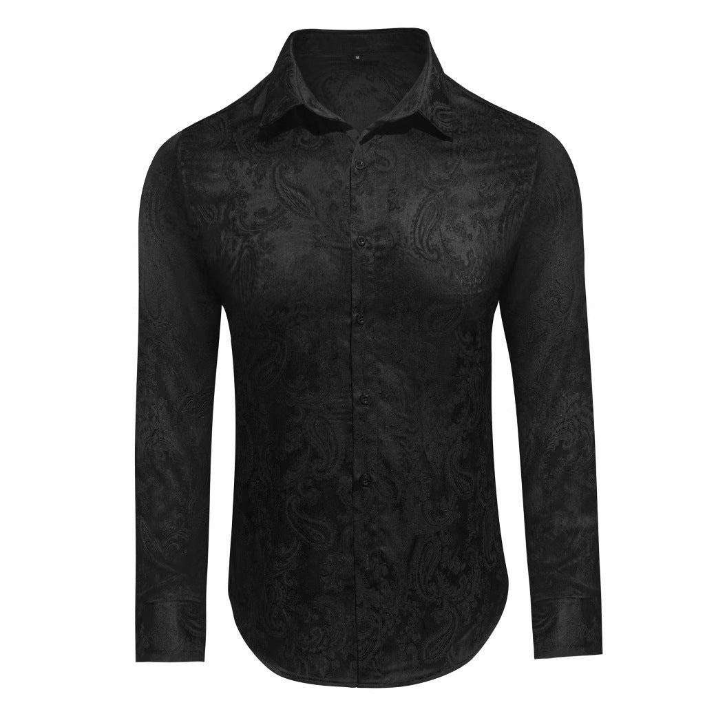 Herrer Langærmet Skjorte med luksuriøst Jacquard-mønster Stilla