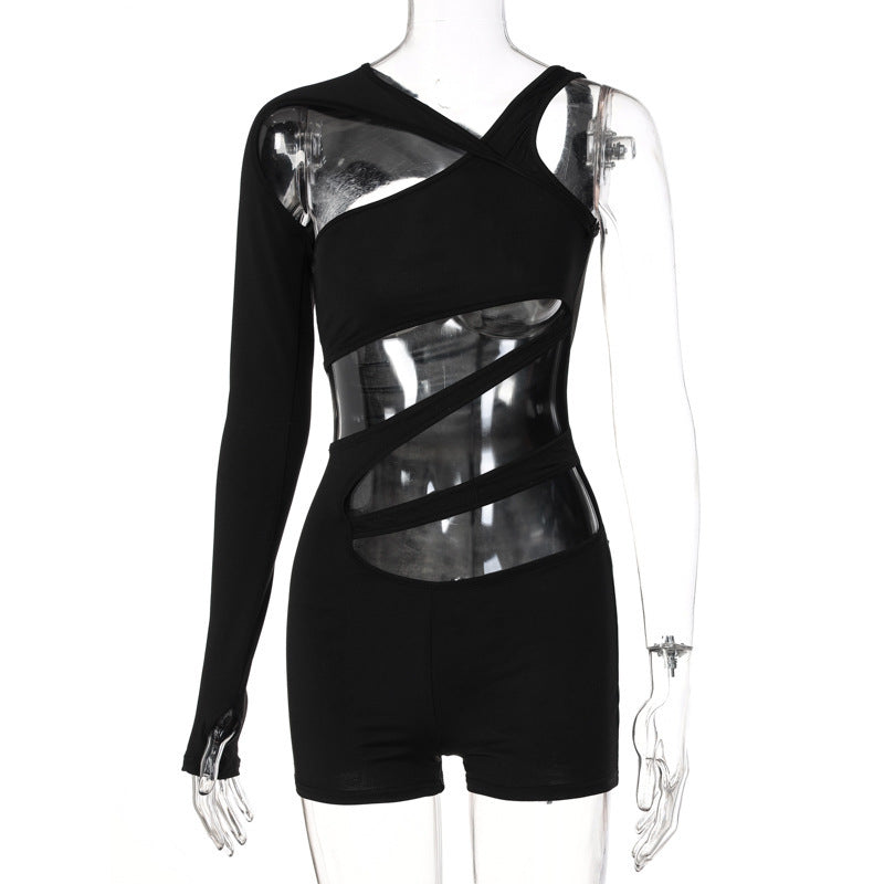 Dame En Skulder Jumpsuit med innovativt Cut-Out-Design og figursyet skæring Stilla
