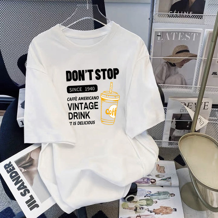 Dame T-shirt med vintage café motiv Stilla