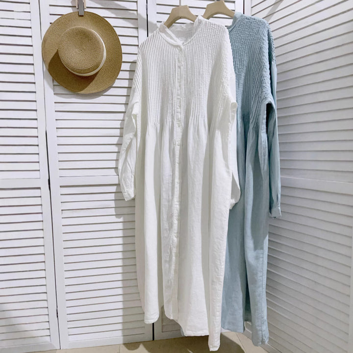 Femme Relaxed Fit Knaplukning Midi Kjole Stilla