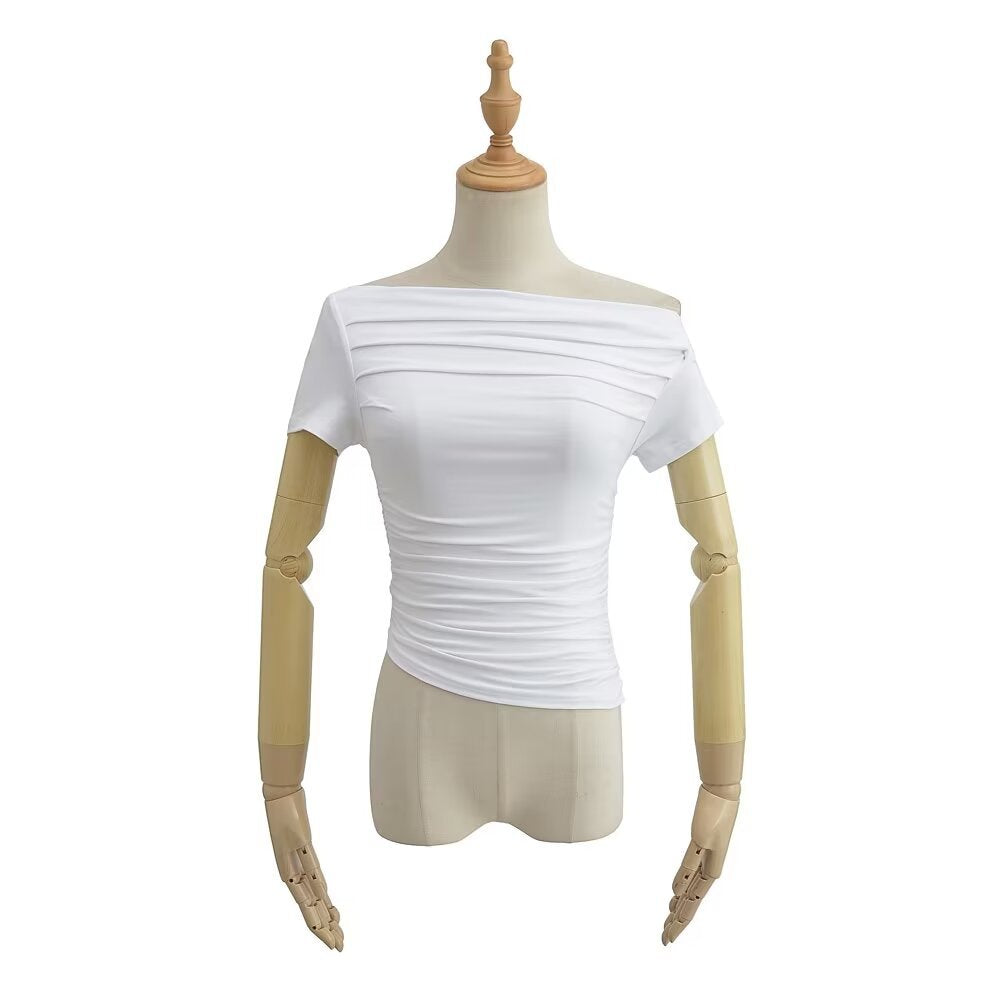 damer elegant overdel med raffinerede folder og smart off-shoulder design Stilla