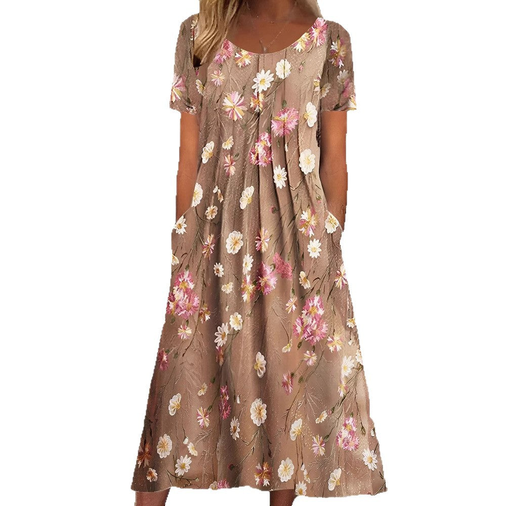 Dame Maxikjole med blomsterdesign og praktiske lommer Stilla