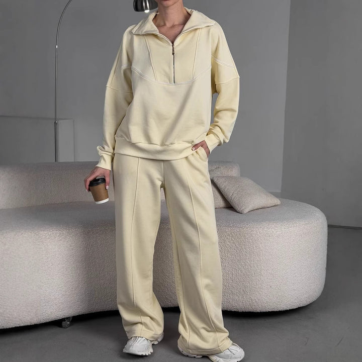 Dame sporty sweat suit sæt med halvlukning og afslappet pasform Skovae