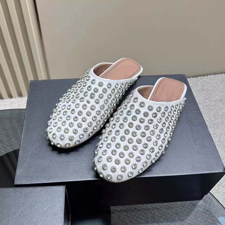 Dame med strass dekoreret slide mules Stilla