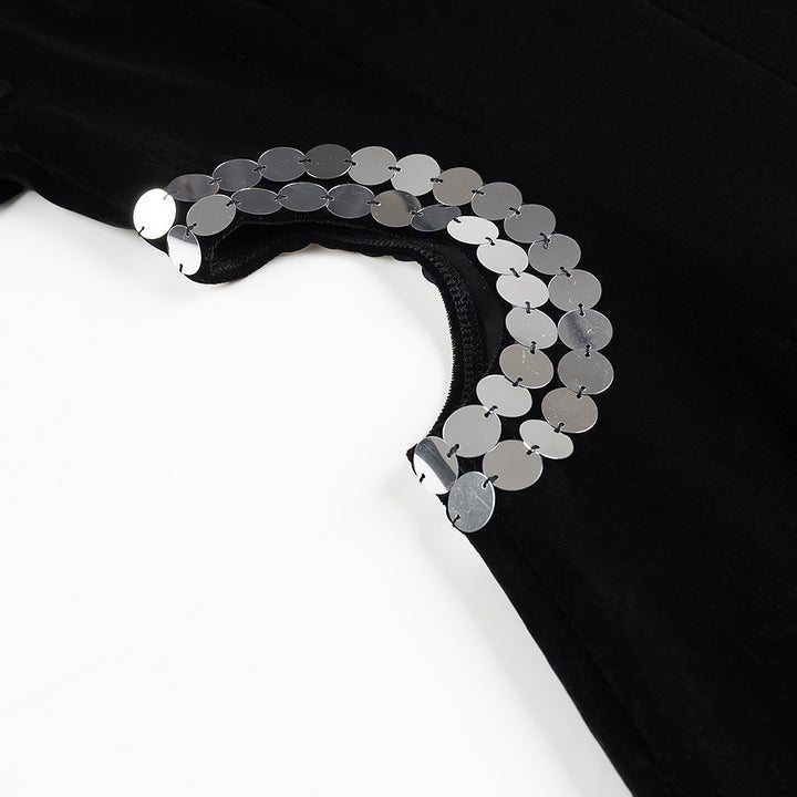 Dame Elegant Varmvelour Kjole med skinnende Sideskabsdesign Stilla