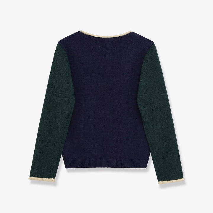 Dame varmere strikpullover med kontrasterende ærmer Stilla