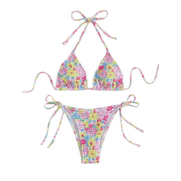 Dame Triangel-Bikini-Sæt med justerbare bindebånd og elastisk stof Stilla