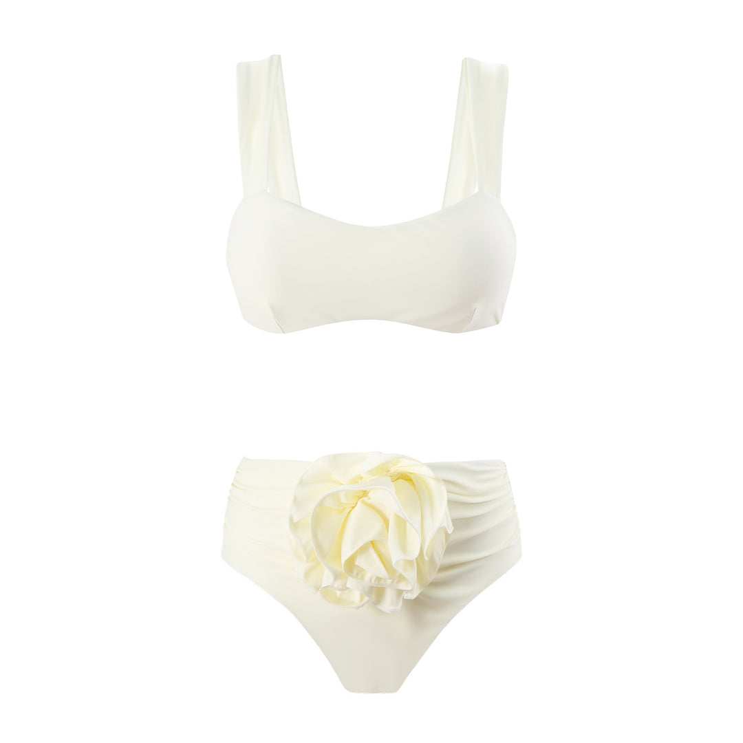 Dame High-Waist Bikini med blomstret dekoration og brede stropper Stilla