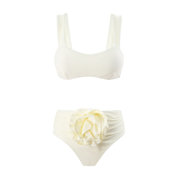 Dame High-Waist Bikini med blomstret dekoration og brede stropper Stilla