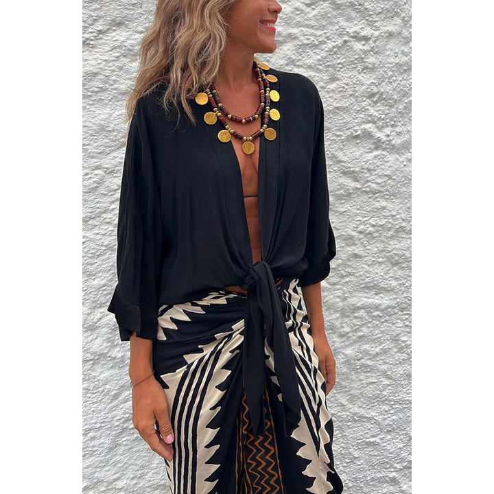 Dame bred Kaftan-bluse med bælte Stiila