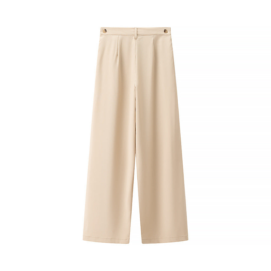Femme Elegante Draperet Crop Top og Bred Bukser Sæt Stilla