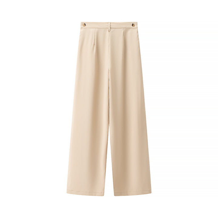 Femme Elegante Draperet Crop Top og Bred Bukser Sæt Stilla
