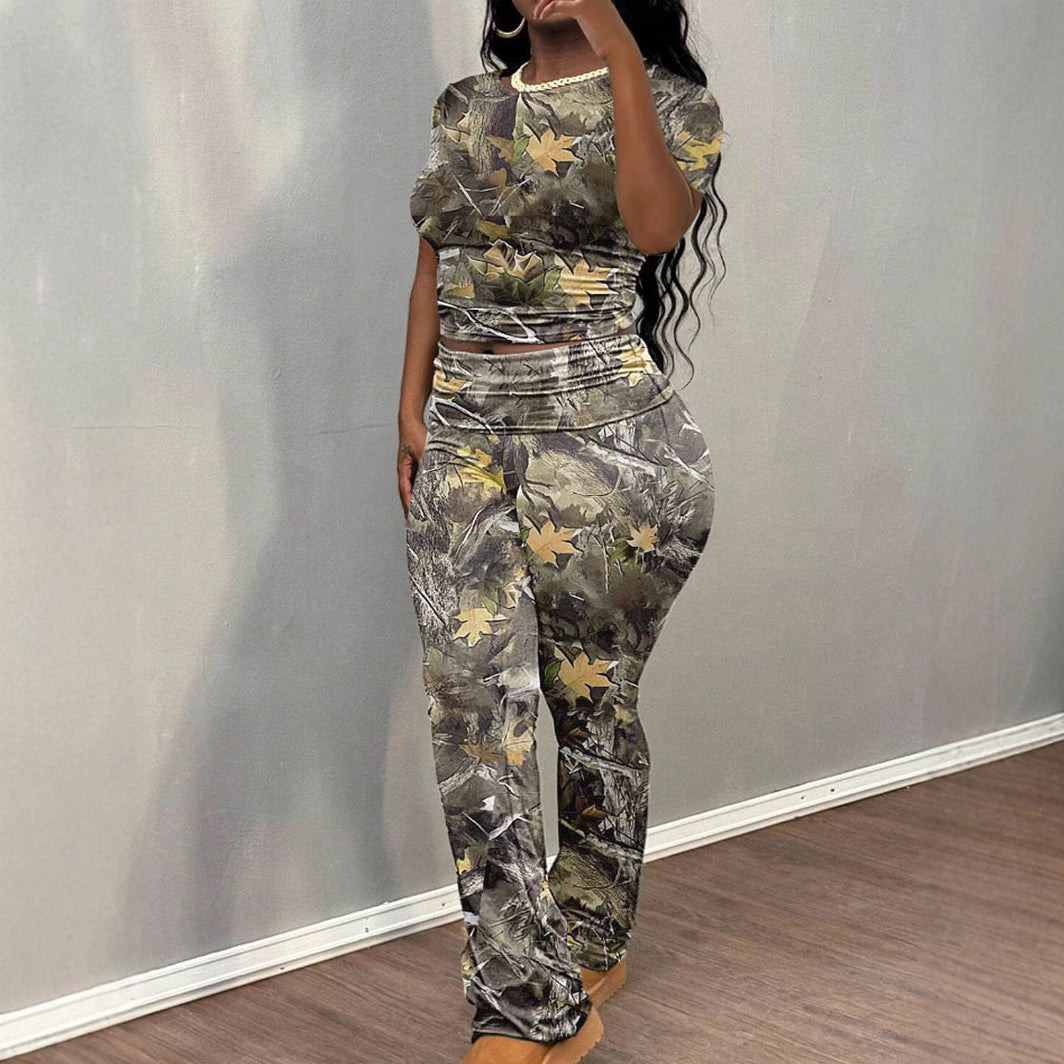 Dame Camouflage Tryk Lounge Sæt Stilla