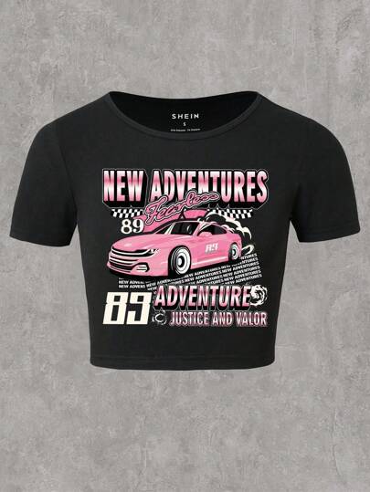 Dame Cropped T-Shirt med kreativt skeletdesign Skovae