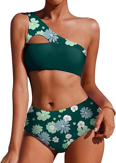 Femme Enkel-Skulder Floral Bikini Sæt Stilla
