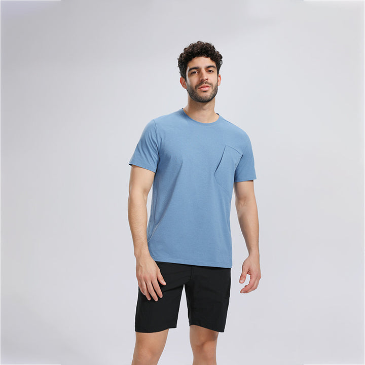 Herren åndbar fritids-T-shirt med brystlomme Stilla